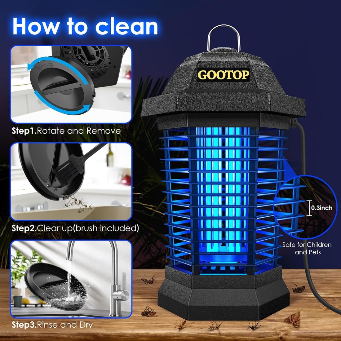 How to clean a bug zapper tray and grid safely